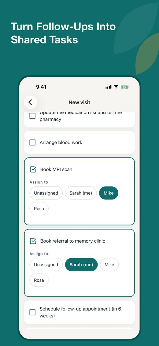 Turn follow-ups into shared tasks with an owner and a due date